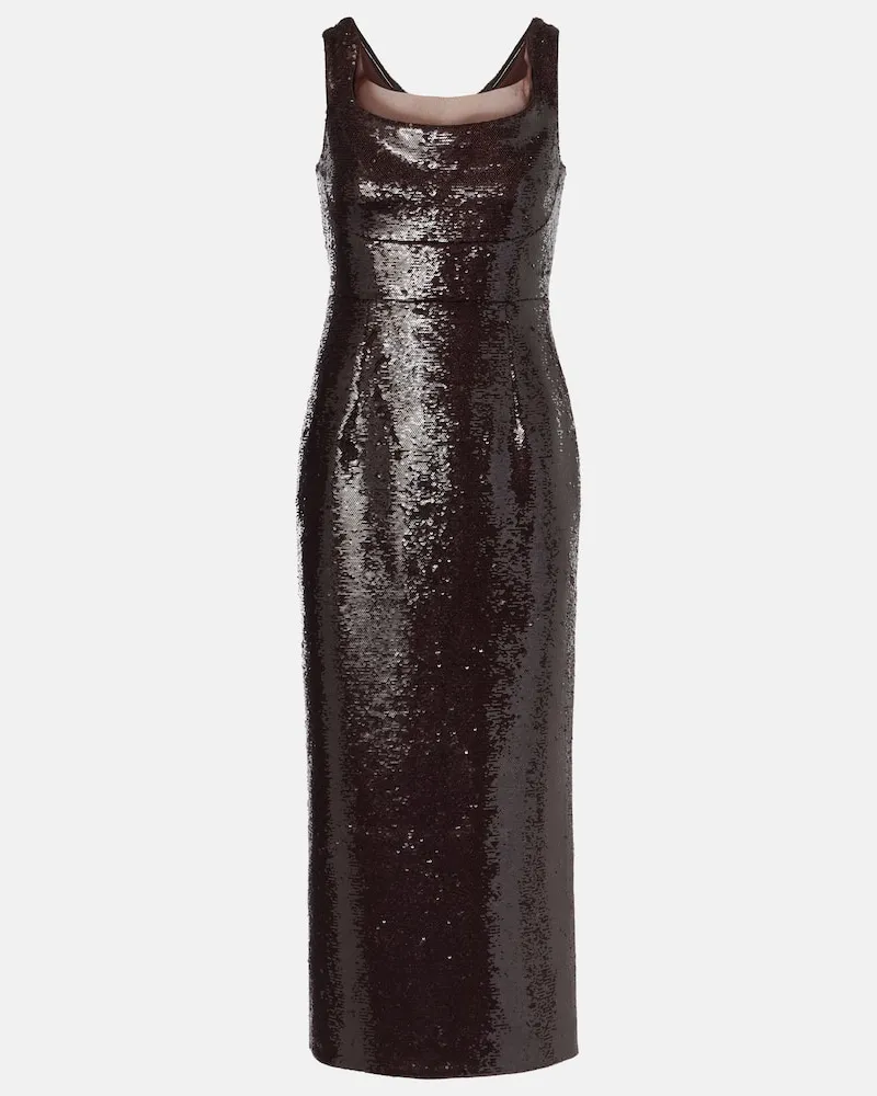 Roland Mouret Off-Shoulder-Cocktailkleid mit Pailletten Braun