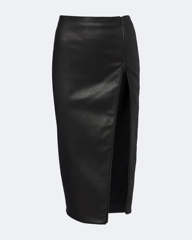 Gucci Midirock aus Leder Schwarz