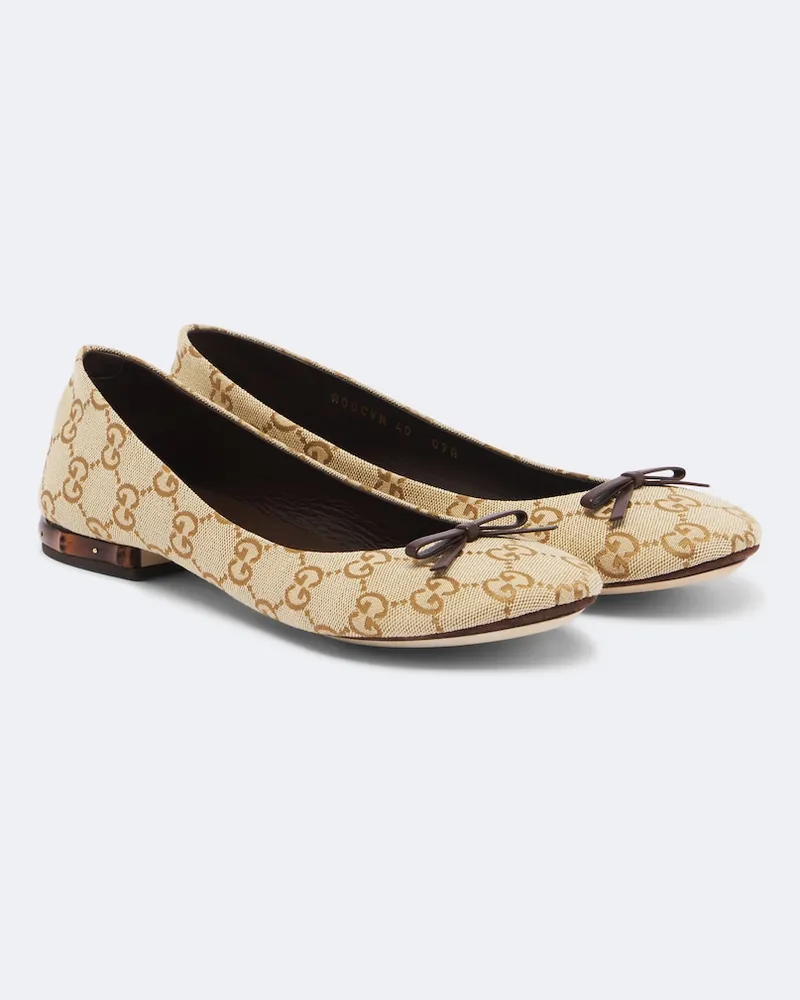 Gucci Ballerinas GG aus Canvas Beige
