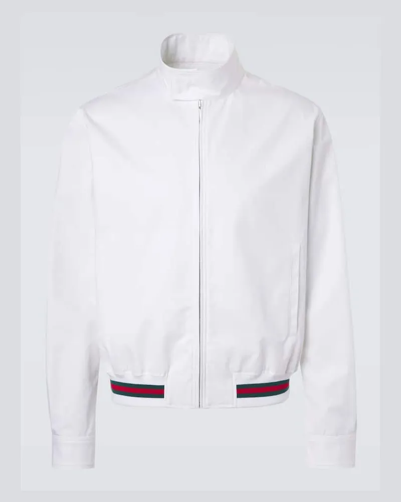 Gucci Jacke Web Stripe aus Baumwoll-Twill Weiß