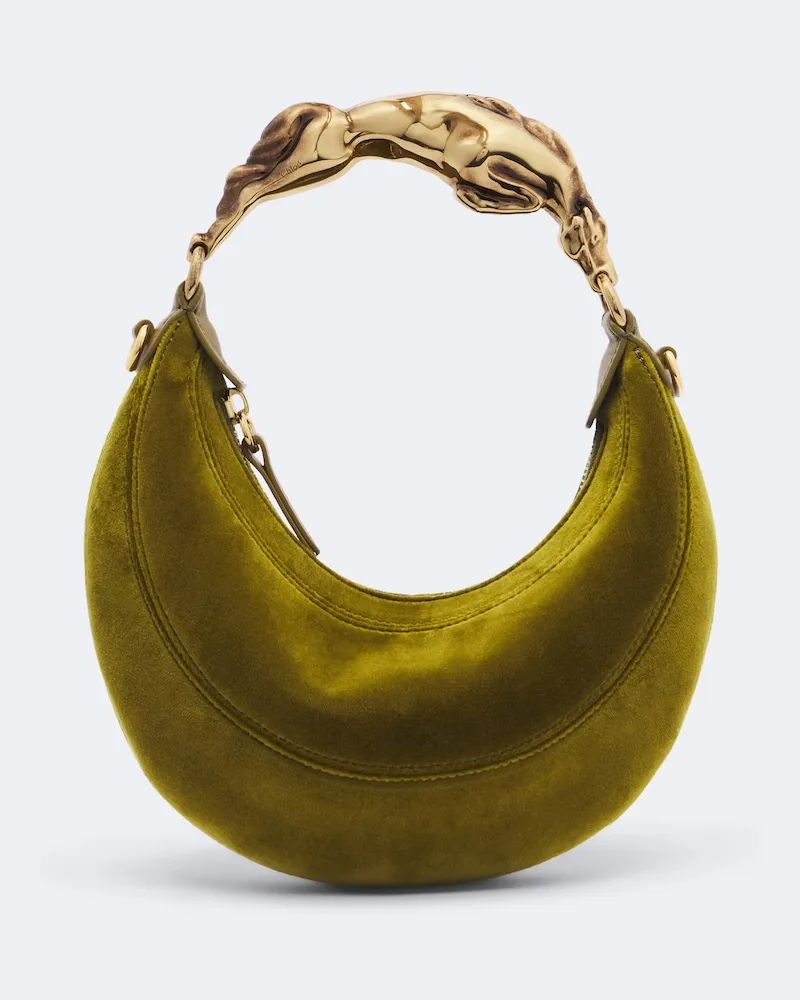 Chloé Chloé Schultertasche Chain Horse Small aus Samt Grün