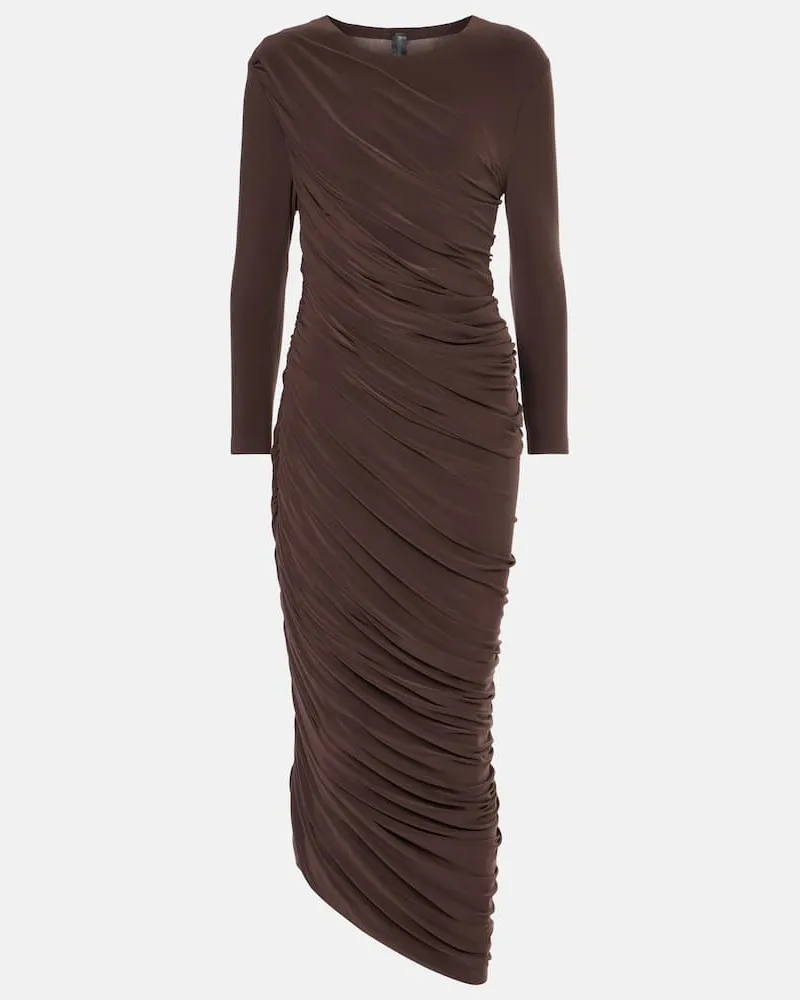 Norma Kamali Midikleid aus Jersey Braun