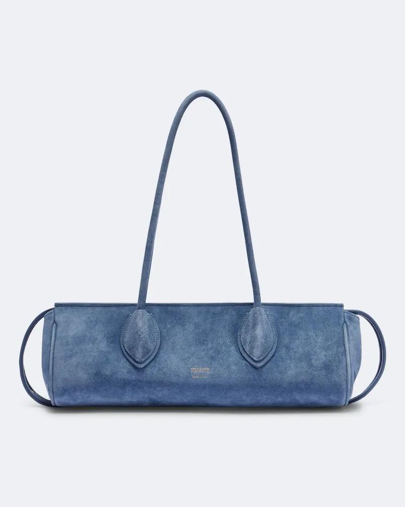 KHAITE Schultertasche Donna Medium aus Veloursleder Blau