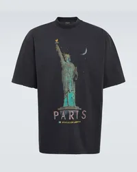 Balenciaga T-Shirt Paris Liberty aus Baumwoll-Jersey Schwarz