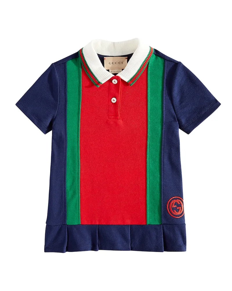 Gucci Baby Kleid Web Stripe aus Baumwoll-Jersey Blau