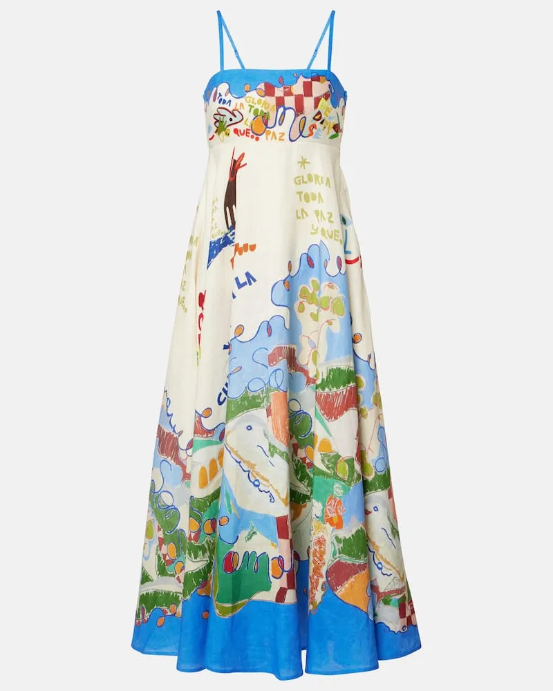 ALEMAIS Alémais X Nadia Hernandez Maxikleid aus Leinen Multicolor
