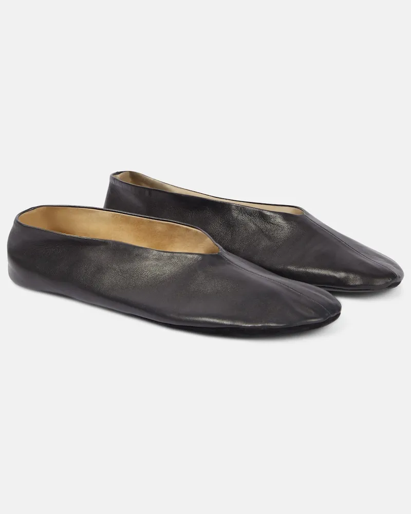 The Row Slip-Ons aus Leder Schwarz