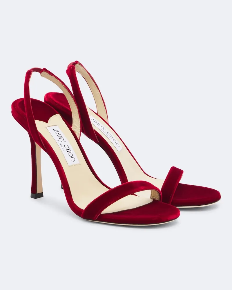 Jimmy Choo Slingback-Sandalen Jenn aus Samt Rot