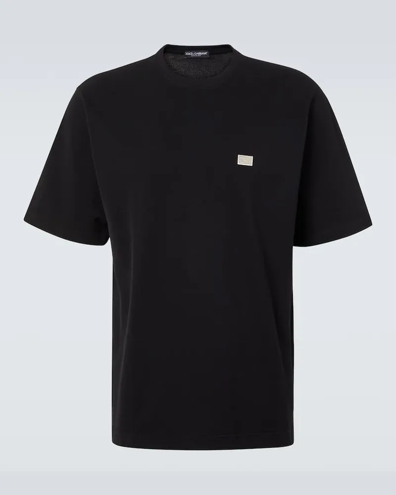 Dolce & Gabbana T-Shirt aus Baumwoll-Piqué Schwarz