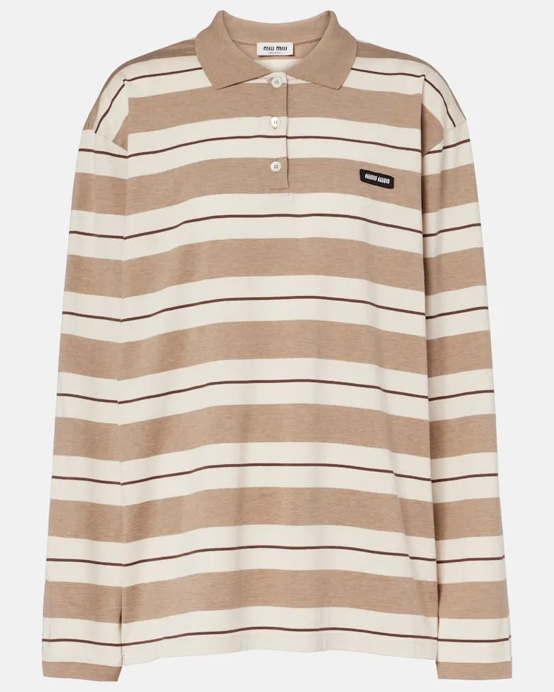 Miu Miu Polopullover aus Baumwoll-Jersey Beige
