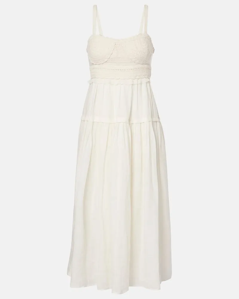 Ulla Johnson Midikleid Gisela aus Ramie Weiß