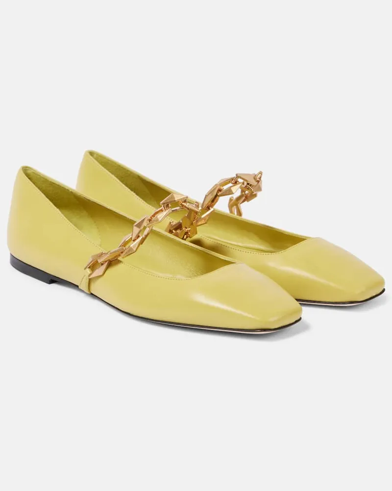 Jimmy Choo Ballerinas Diamond Tilda aus Leder Gelb