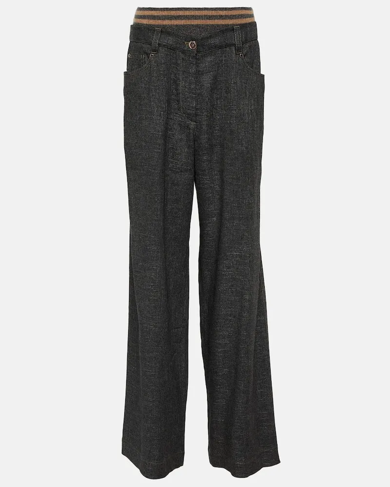 Brunello Cucinelli Wide-Leg Jeans Grau
