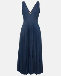 Valentino Garavani Maxikleid VGold aus Chambray Blau