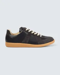 Maison Margiela Sneakers Replica aus Leder und Veloursleder Schwarz