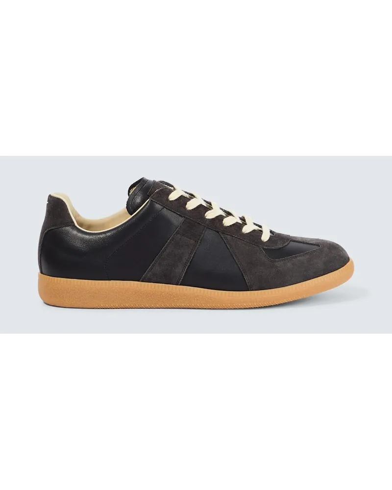 Maison Margiela Sneakers Replica aus Leder und Veloursleder Schwarz