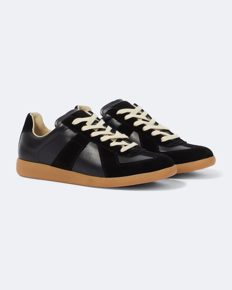 Maison Margiela Sneakers Replica aus Leder und Veloursleder Schwarz