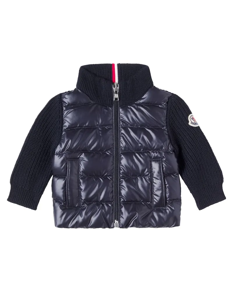 Moncler Baby Daunenjacke aus Wolle Blau