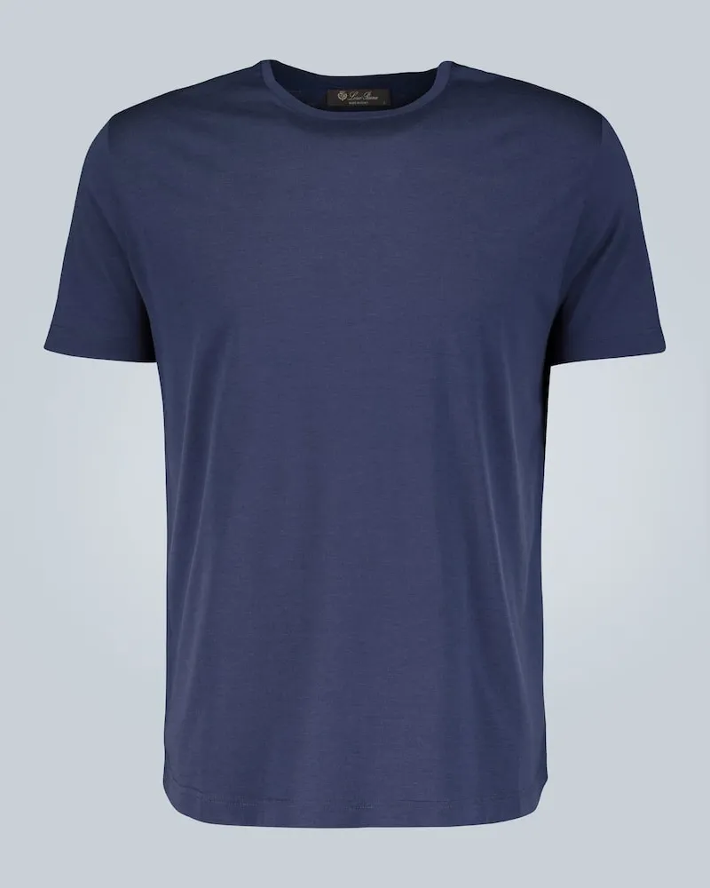 Loro Piana T-Shirt aus Seide und Baumwolle Blau