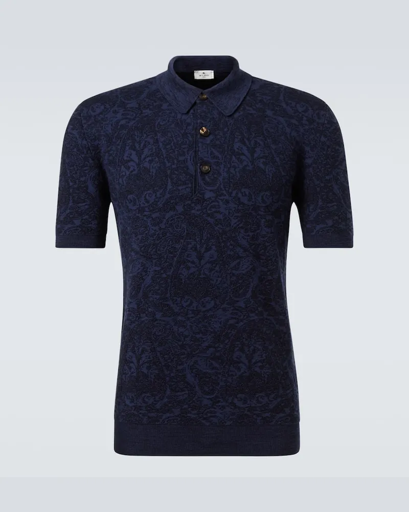Etro Polohemd aus Baumwolle und Wolle Blau