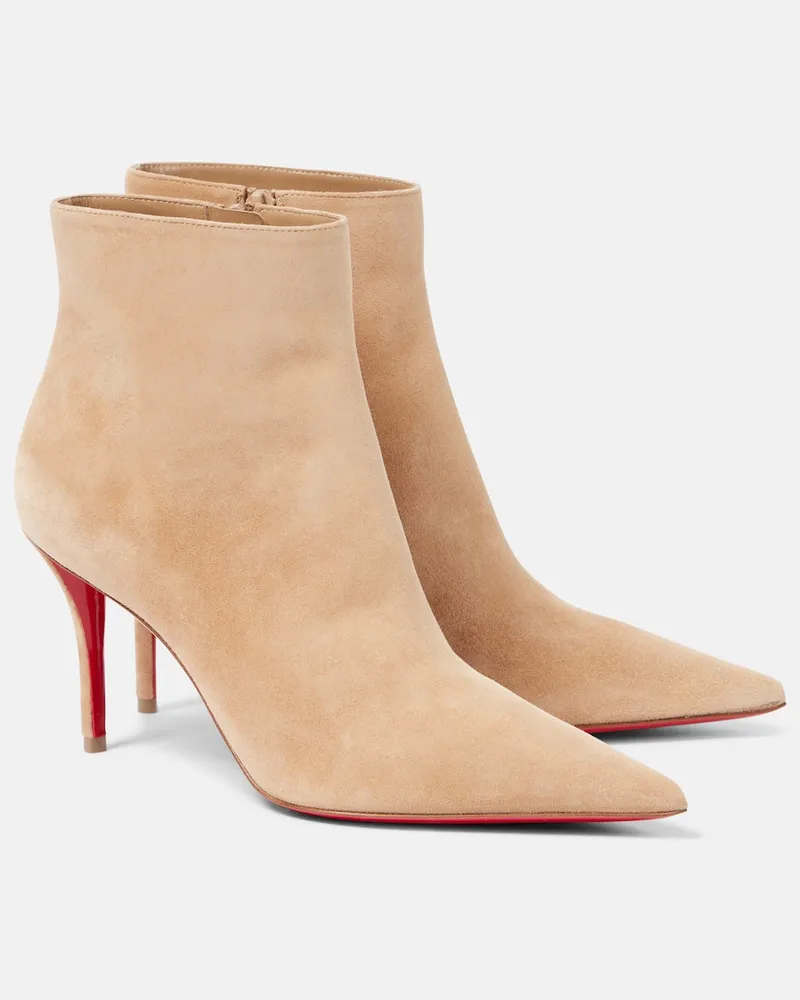 Christian Louboutin Ankle Boots So Apostropha 80 aus Veloursleder Beige