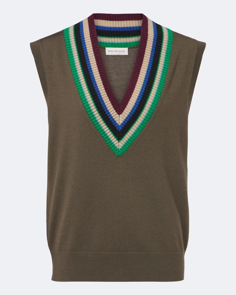 Dries van Noten Pullunder aus Schurwolle Grün