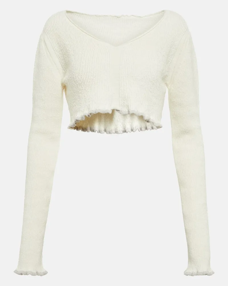 Jacquemus Cropped-Top La Maille Santon Weiß