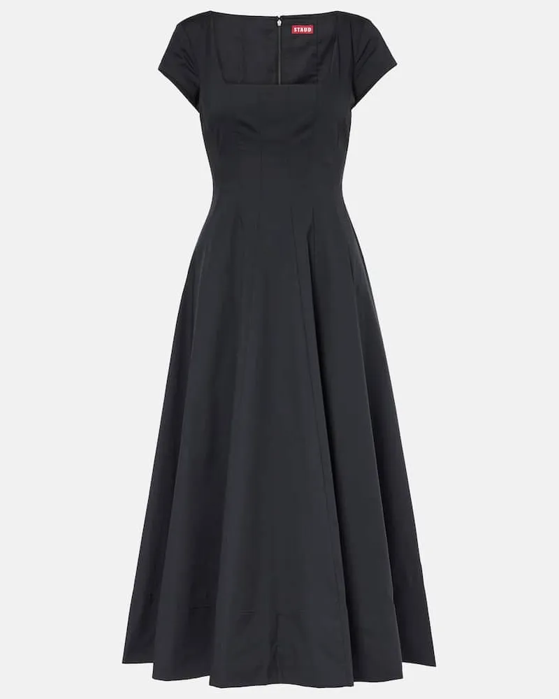 STAUD Midikleid aus Baumwollpopeline Schwarz