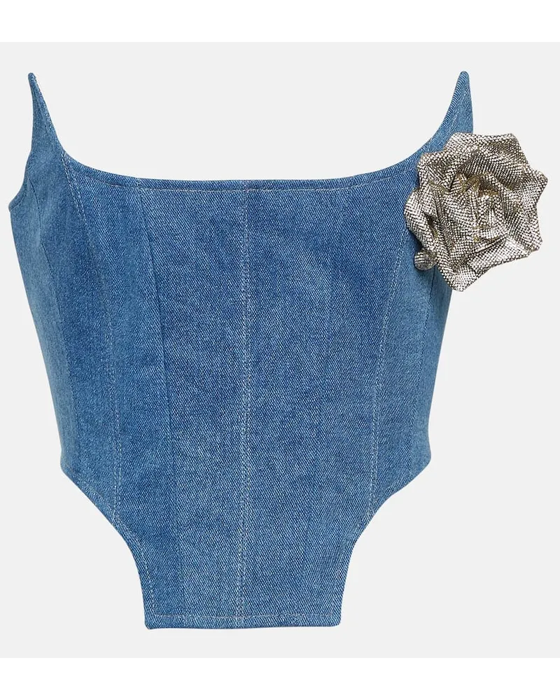 Giuseppe di Morabito Verziertes Bustier-Top aus Denim Blau