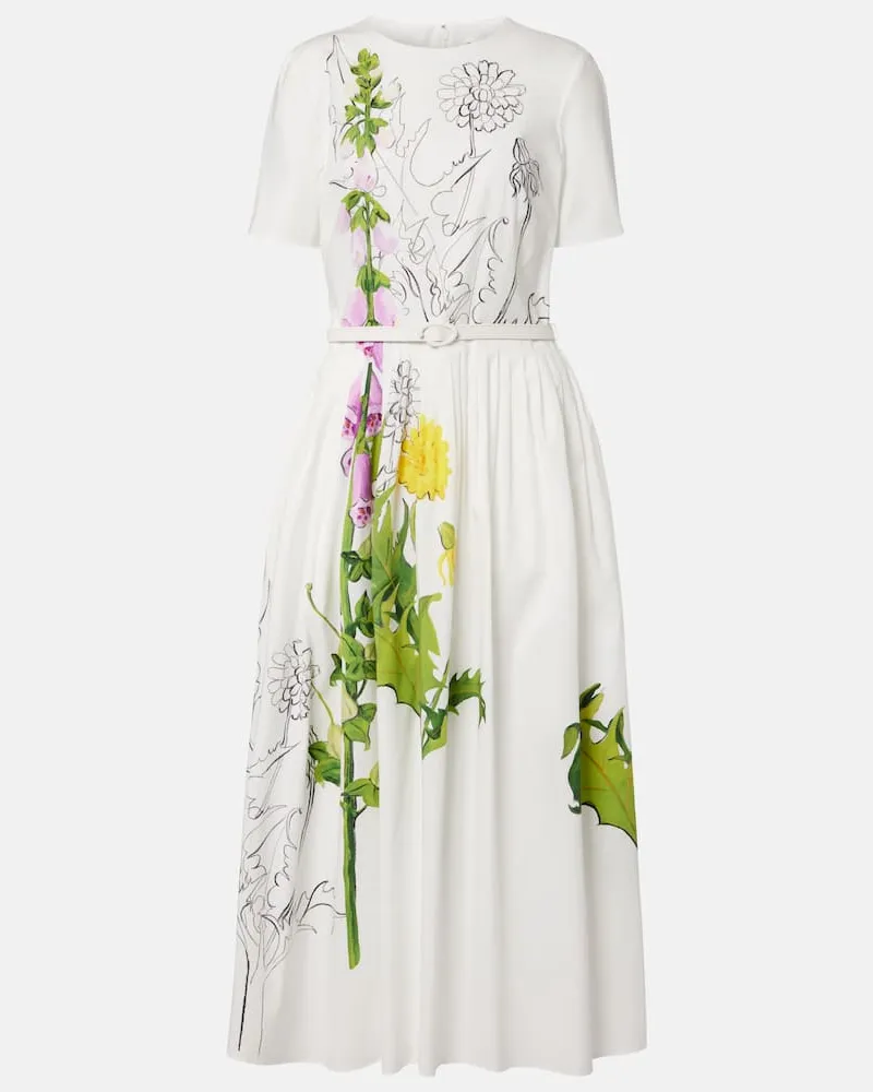 Oscar de la Renta Midikleid Foxglove aus Popeline Weiß