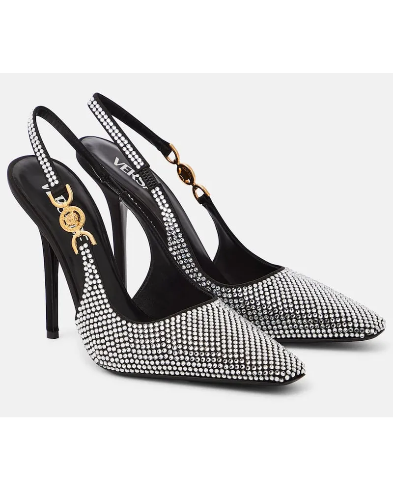 Versace Slingback-Pumps Medusa '95 mit Kristallen Schwarz