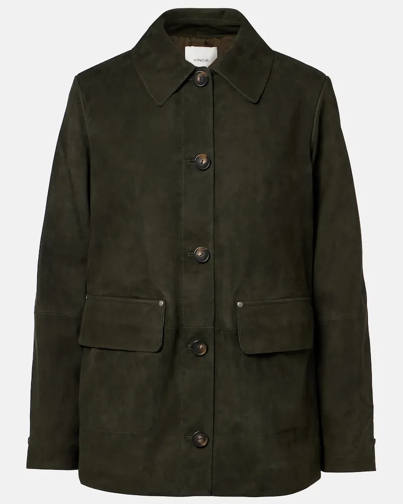 Vince Jacke aus Veloursleder Grün