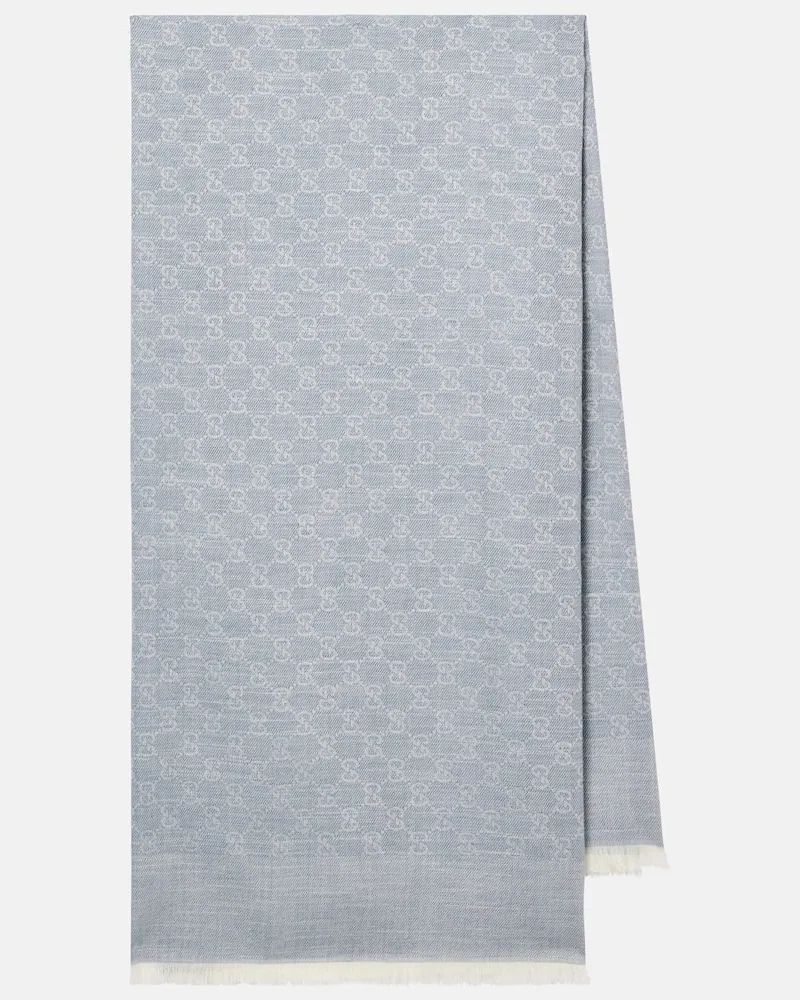 Gucci Schal GG aus Baumwolle, Wolle und Seide Blau