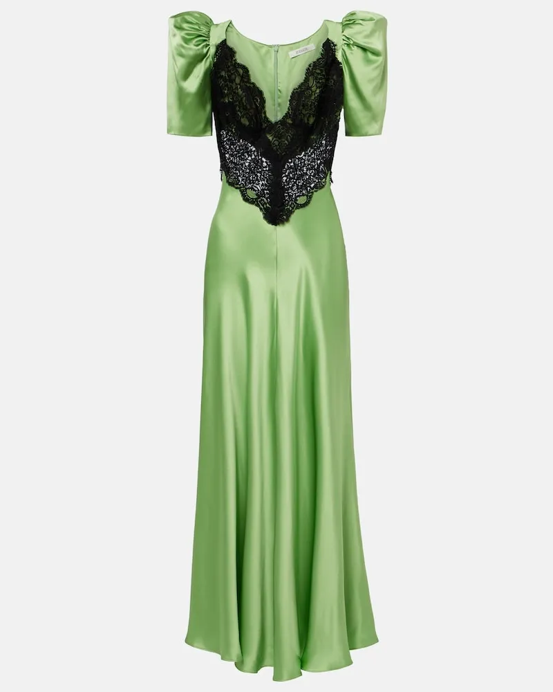 Rodarte Cocktailkleid aus Seide mit Spitze Grün