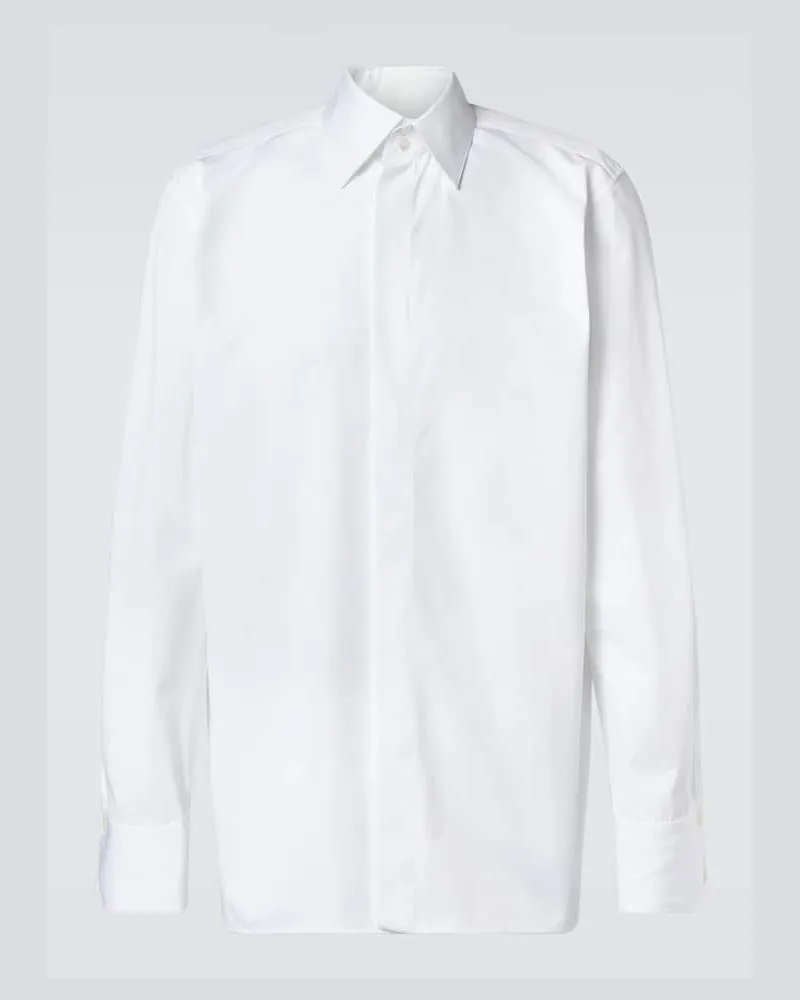 Saint Laurent Hemd Cassandre aus Baumwollpopeline Weiã