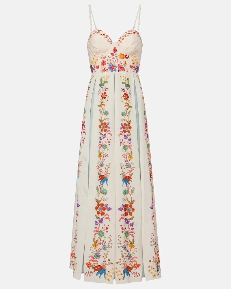 FARM Rio Bedrucktes Maxikleid aus einem Baumwollgemisch Beige