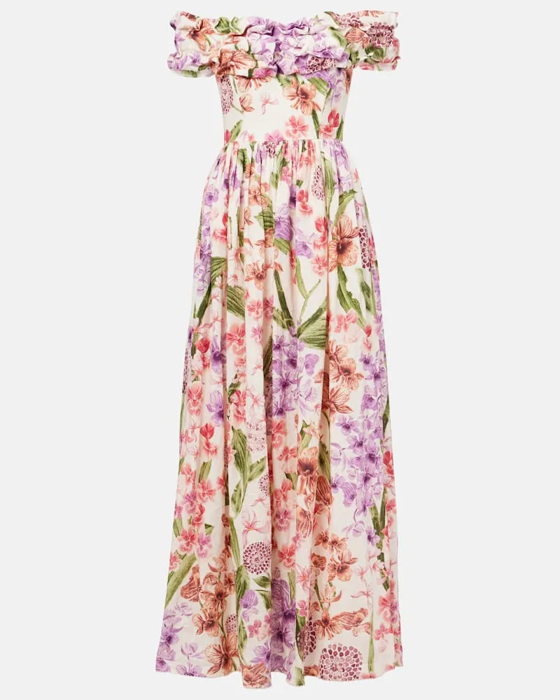 AGUA BENDITA Maxikleid Espliego aus Leinen Multicolor