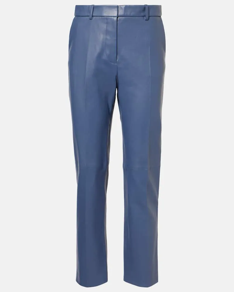 Joseph Gerade Mid-Rise-Hose Coleman aus Leder Blau