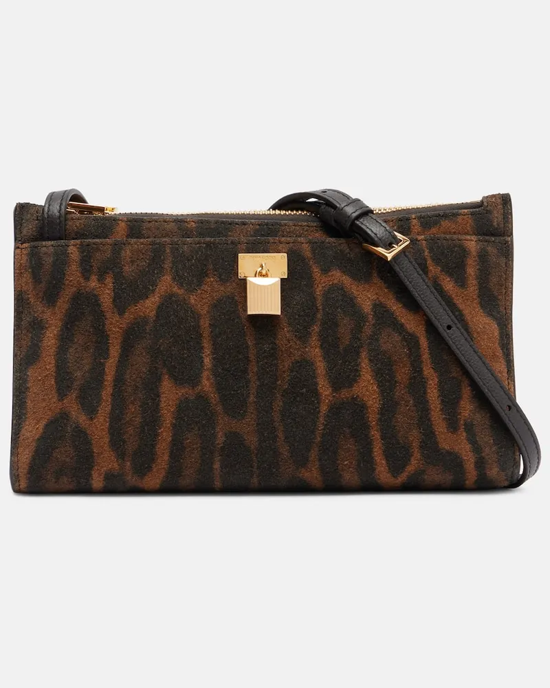 Tom Ford Schultertasche Padlock aus Veloursleder Braun