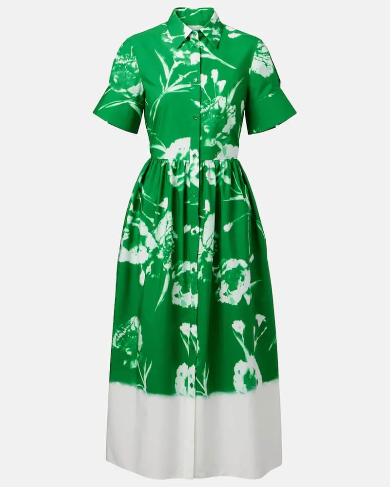 Erdem Hemdblusenkleid aus Baumwollpopeline Grün