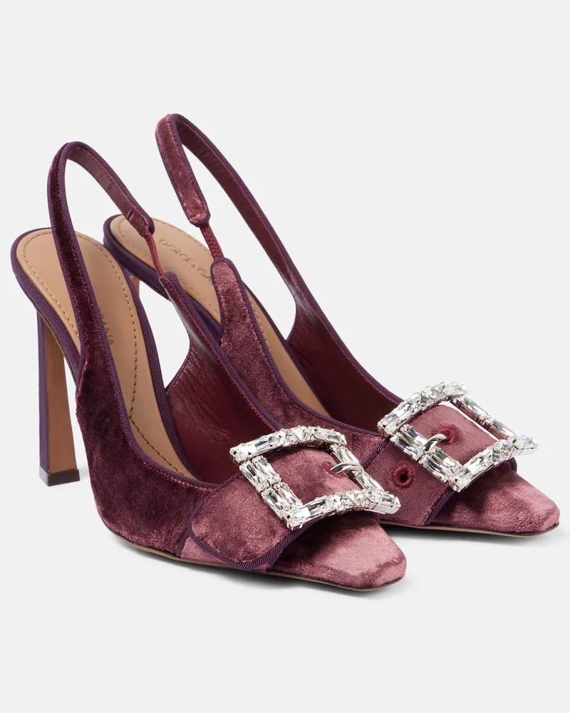 Dolce & Gabbana Slingback-Pumps aus Samt mit Kristallen Burgunderrot