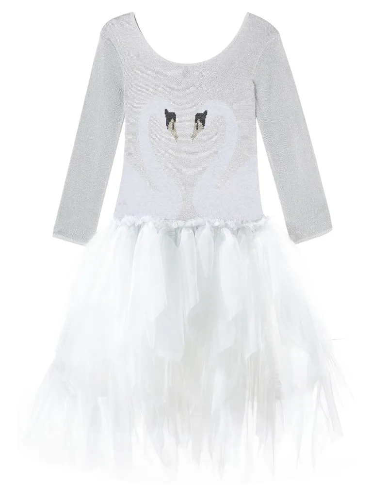 Stella McCartney Kids Kleid aus Strick Silber