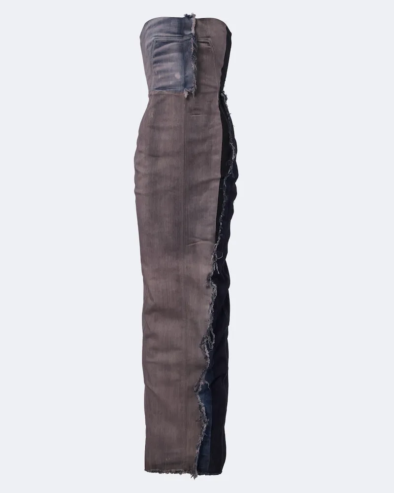 Rick Owens Distressed Bustier-Robe aus Denim Rosa