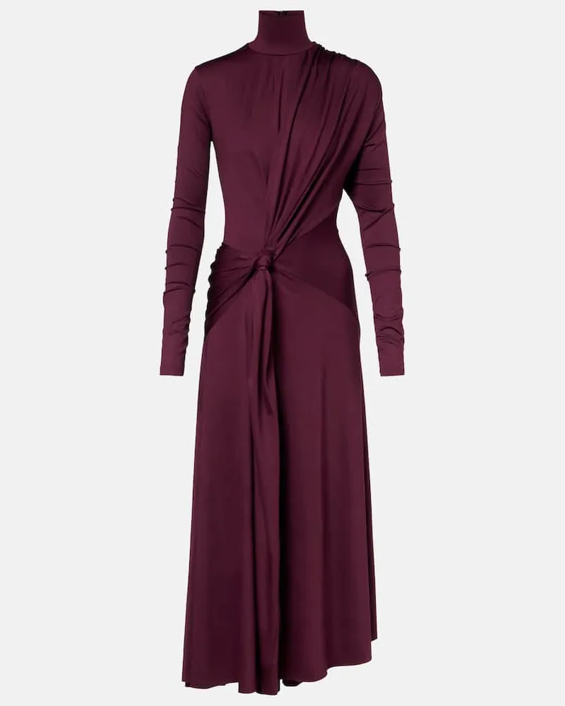 Victoria Beckham Midikleid aus Jersey Burgunderrot