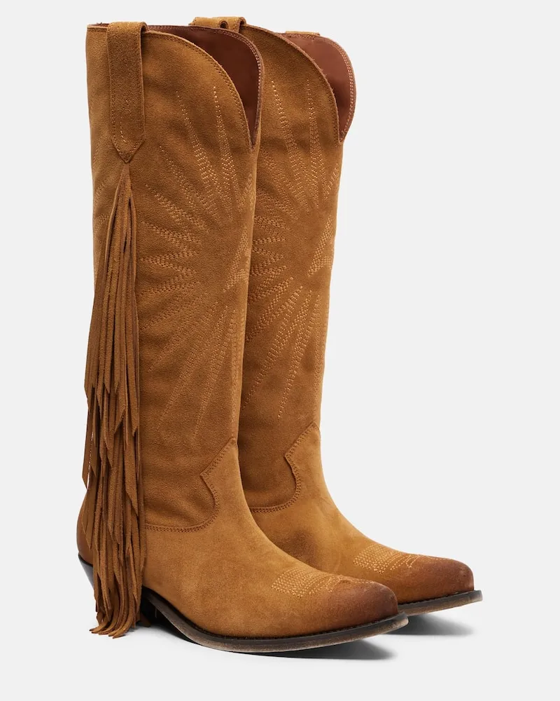 Golden Goose Westernstiefel Wish Star aus Veloursleder Braun
