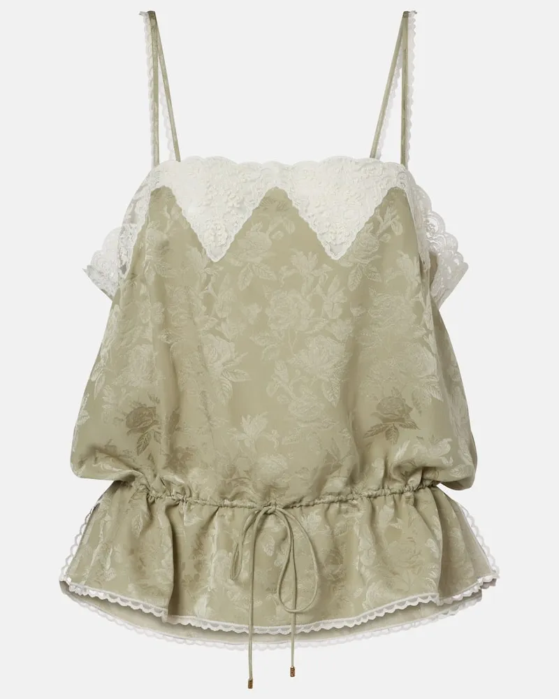 Chloé Chloé Top aus Seiden-Jacquard mit Spitze Grün