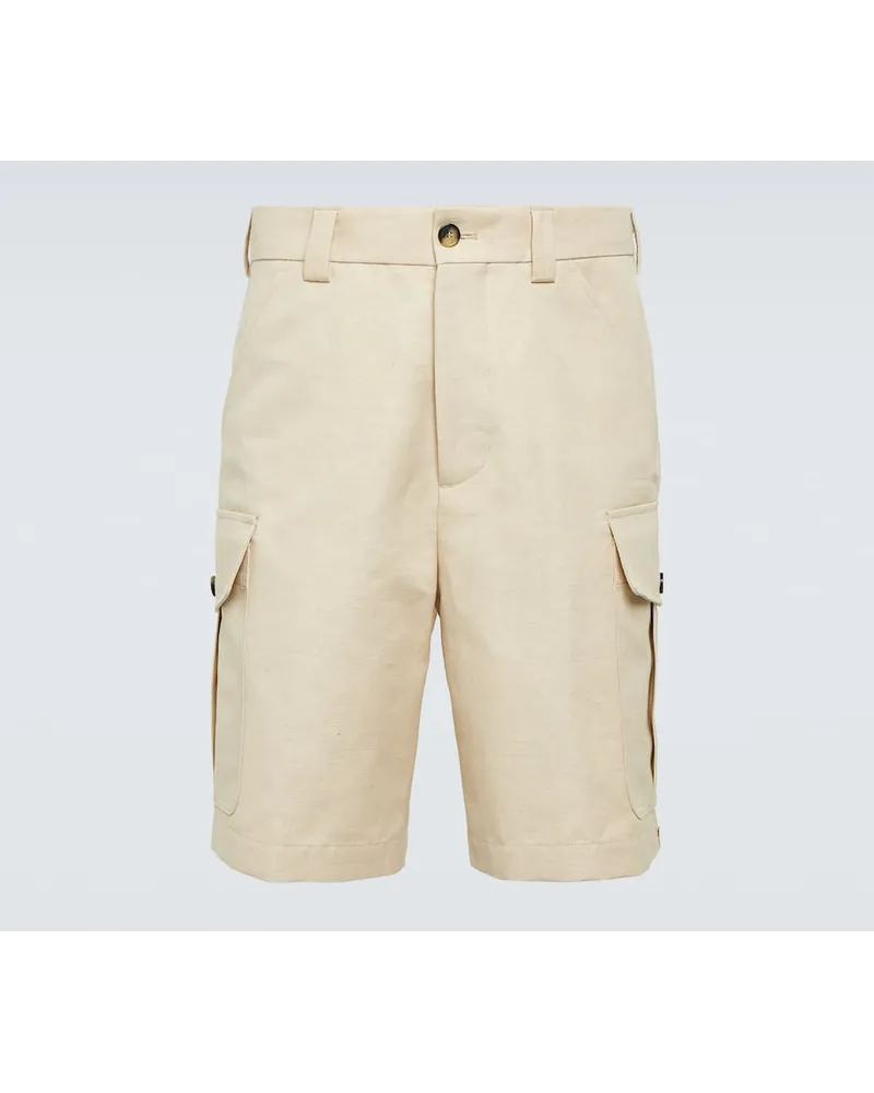 Loro Piana Cargo-Shorts Bizen aus Baumwolle und Leinen Nude