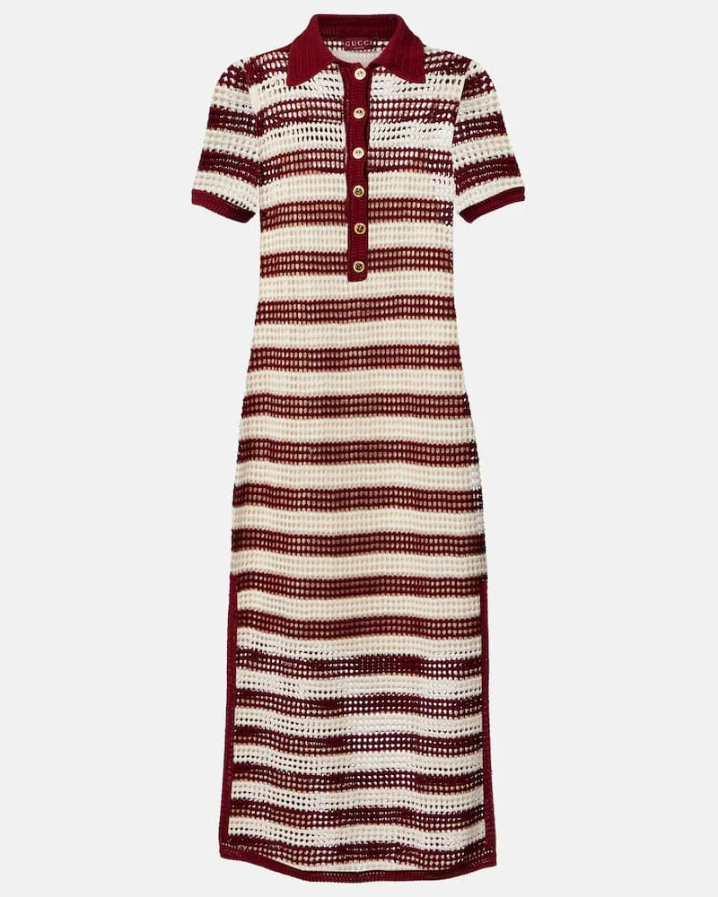 Gucci Polokleid aus Häkelstrick Rot