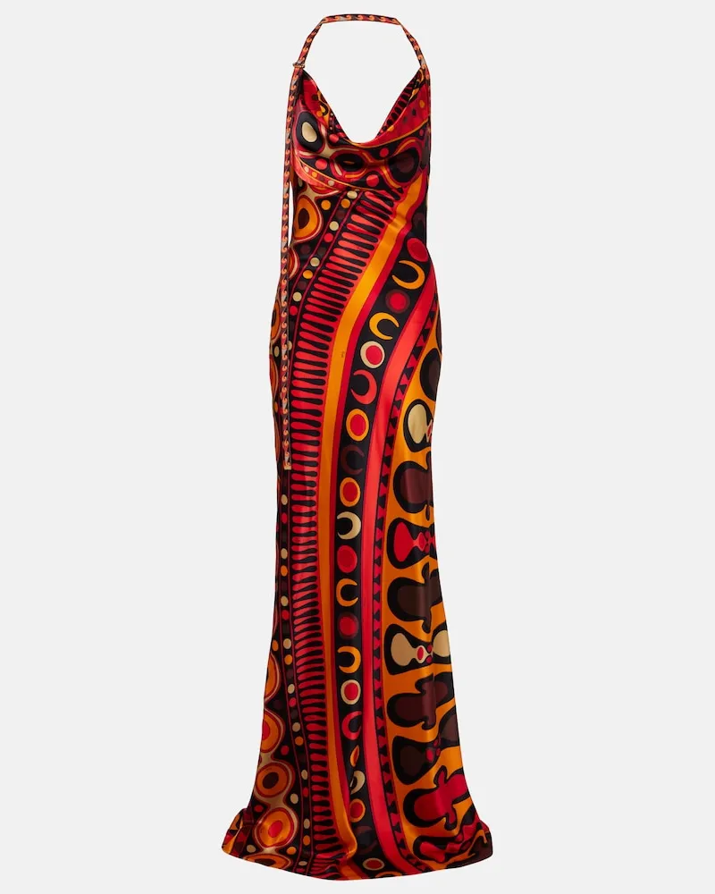 Emilio Pucci Maxikleid Soleil aus Satin Multicolor