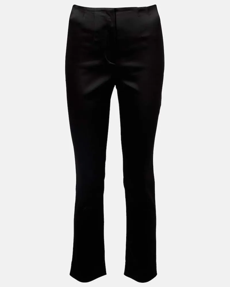 Veronica Beard Schmale High-Rise-Hose Stila aus Satin Schwarz